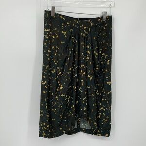 Humanoid Marge skirt spatter pattern black Lagenlook gathered tan blue new Small